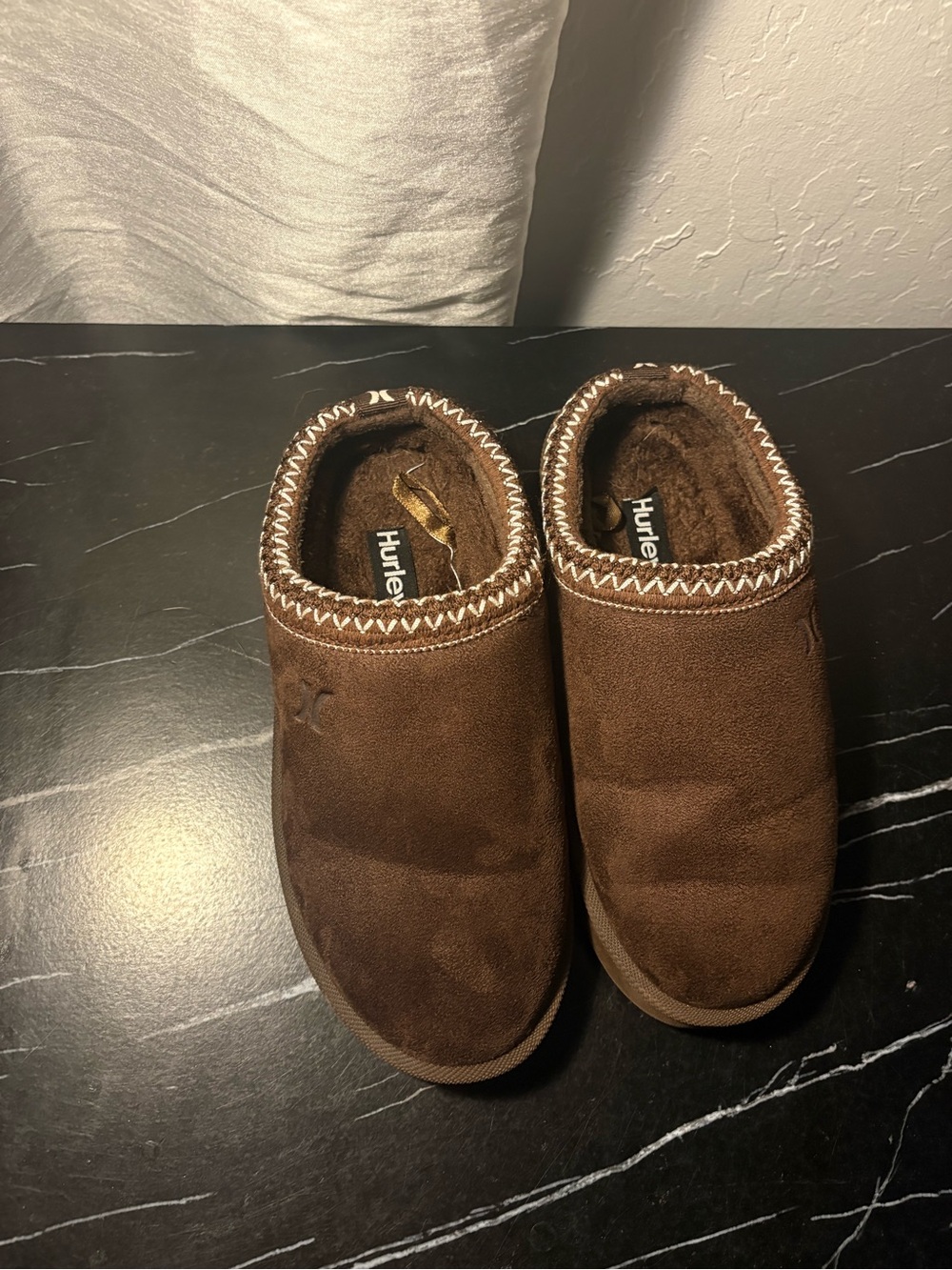 Hurley Men's Dark Brown Suede Slip-On Moccasin Slippers
